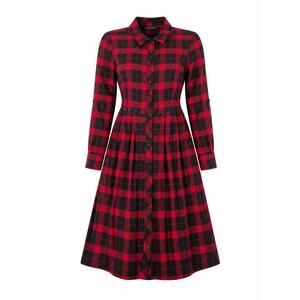 ModCloth Red Black Buffalo Plaid Button Front Dress Size 2